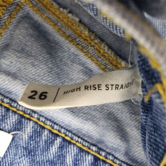 Pacsun Two Tone High Rise Straight Leg Jeans 26 Color Block Cotton Blue - Picture 8 of 9